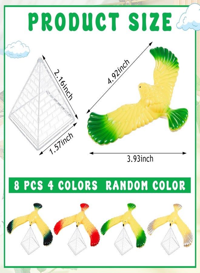 WinnerWhy 8 Pcs Balance Bird Gravity Bird with Pyramid Combination Physical Science Adults Office Desktop Novelty Eagle Trick Party Toy for Science Lovers Teachers Gift, Random Color - Image 2